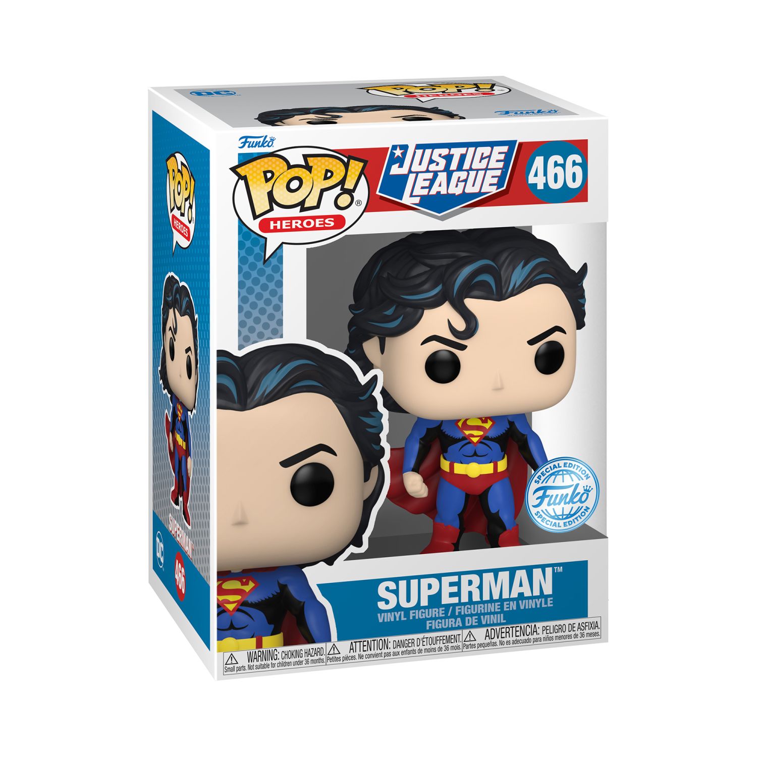 Expand your Pop! Heroes set with Heroes Justice League - Superman (Special Edition) classic. Vinyl figure is approximately 10.1cm tall.
