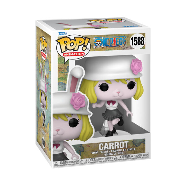 Front view of the One Piece Carrot Funko Pop collectable animation vinyl figure #1588 in its original packaging.