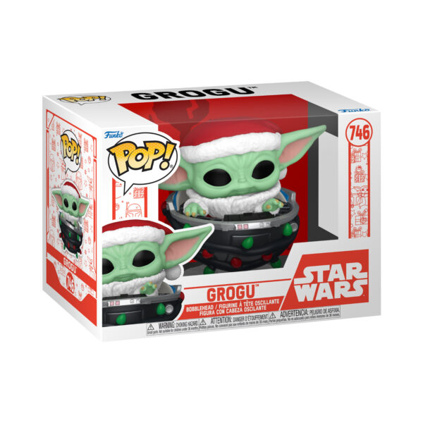 Star Wars The Mandalorian Grogu With Santa Hat In Pram Holiday Funko Pop Bobble Head 746