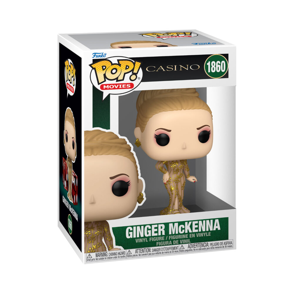 Front view of the Casino - Ginger McKenna Funko Pop Vinyl Figure in its window display box, highlighting her elegant design.