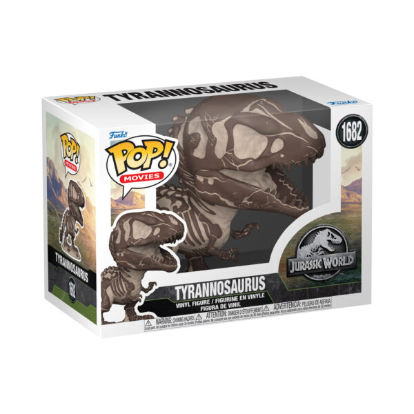 Front view of Jurassic Park Tyrannosaurus Rex Fossil Funko Pop Vinyl Figure in its packaging.