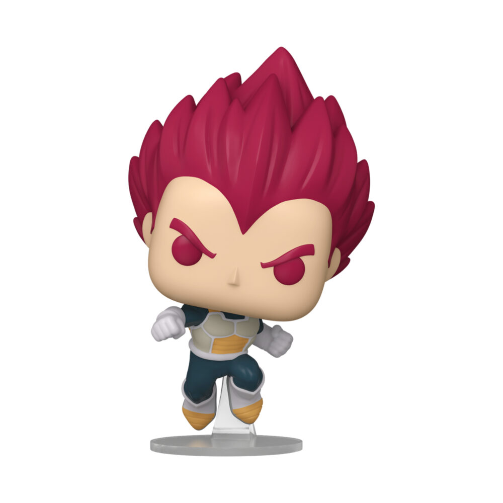 Funko Pop Super Saiyan God Vegeta Punching #1862 figurine from Dragon Ball Super Broly displayed outside of its box