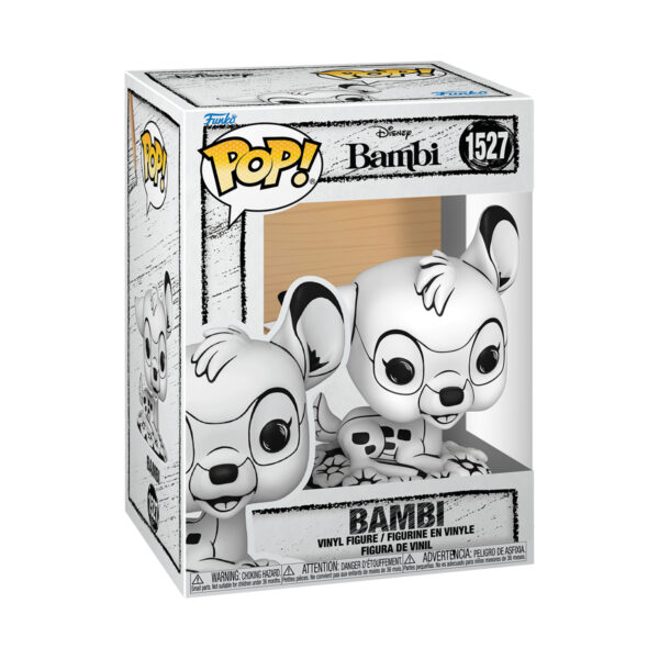 Front view of the Bambi Sketched Funko Pop Vinyl Figure in a window display box.