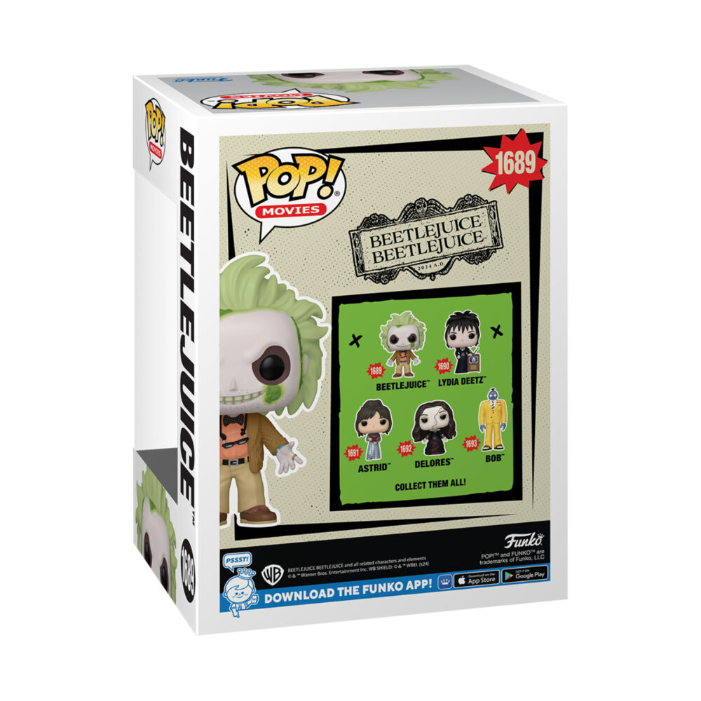 Back view of the Beetlejuice Funko Pop Vinyl Figure #1689 packaging, showcasing box details.