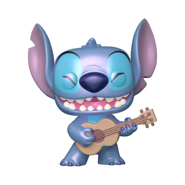 Unboxed view of the Disney Lilo & Stitch Stitch with Ukulele Funko Pop Vinyl Figure, featuring a pearlescent finish.