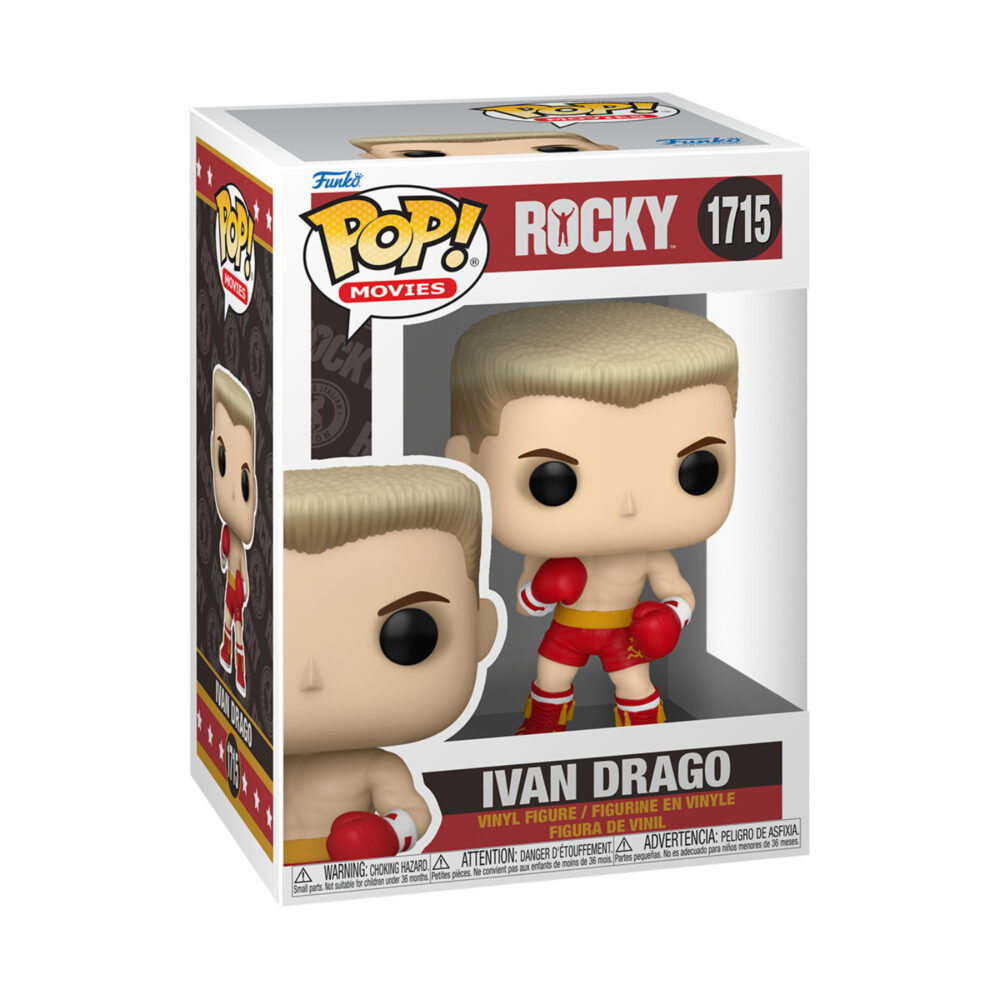 Front view of the Rocky Funko Pop Ivan Drago collectible vinyl figure #1715 in original packaging.