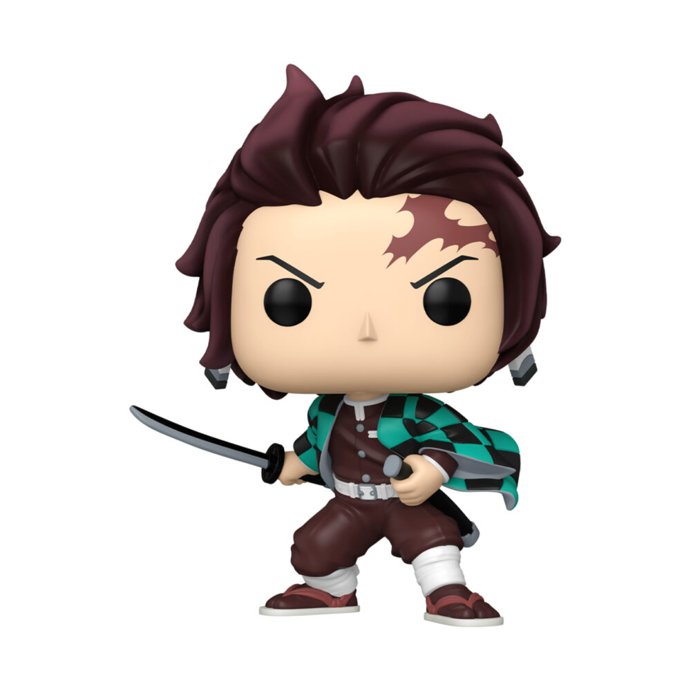 Front view of Tanjiro Kamado Funko Pop #1805, a jumbo Demon Slayer vinyl figure collectible.