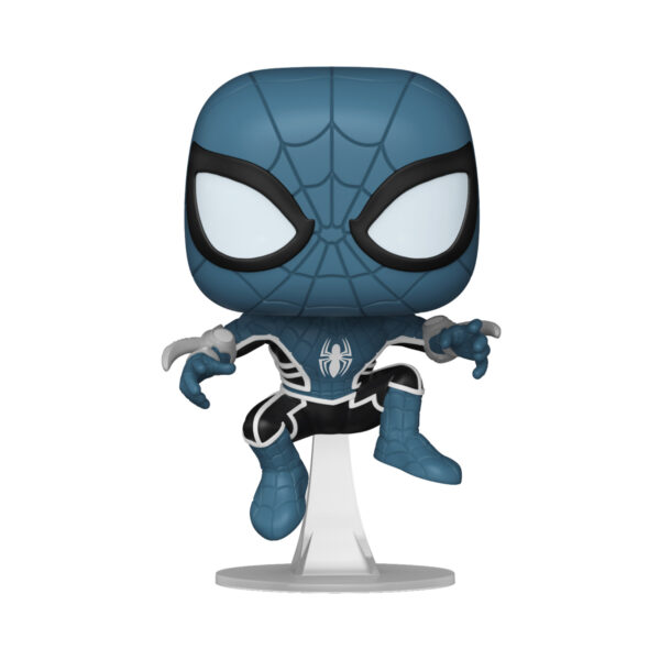 Spider-Man Fear Itself Suit Glows in the Dark Funko Pop Vinyl Figure unboxed, standing upright, highlighting its glowing accents and intricate design.