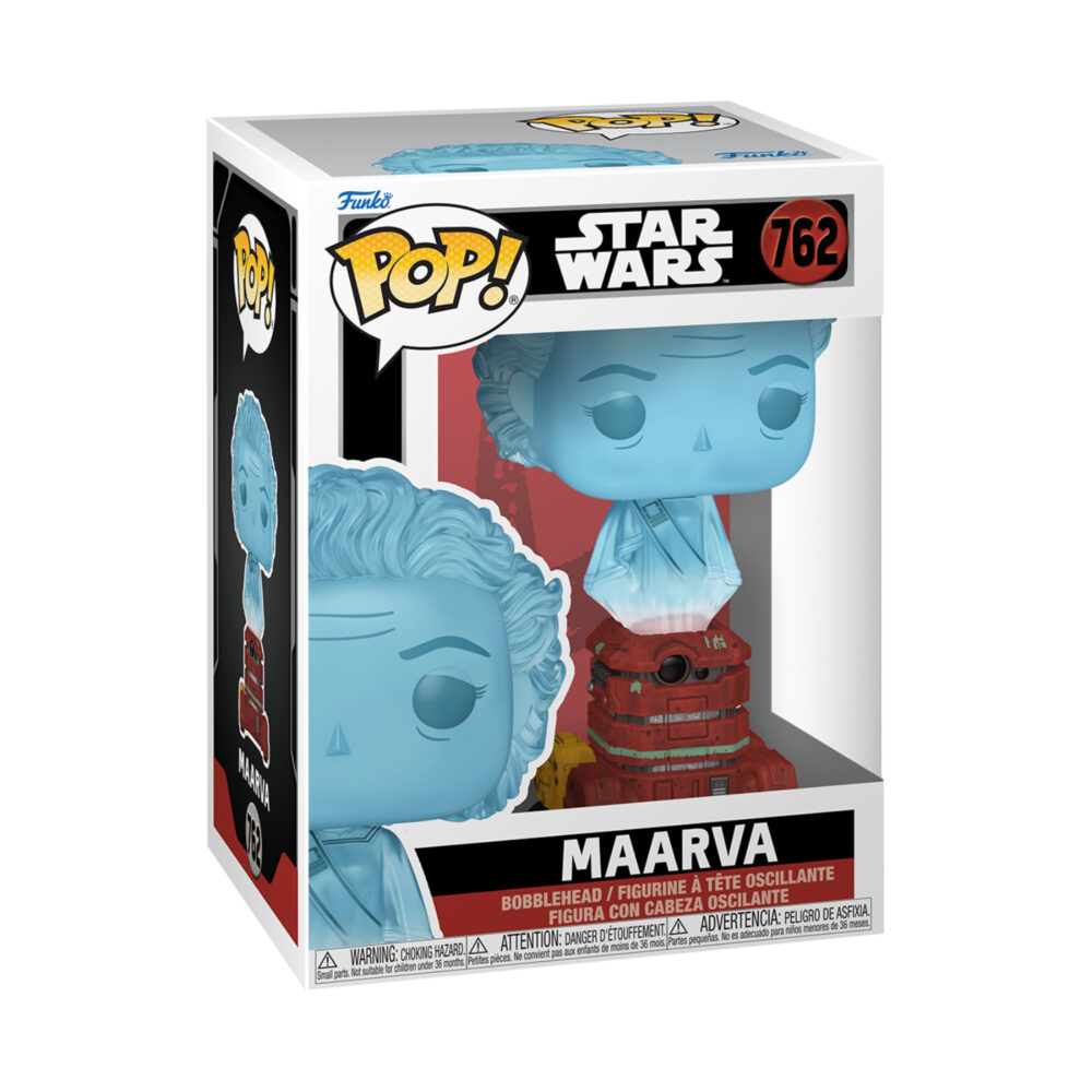 Front view of Funko Pop Maarva #762 figure from Star Wars: Andor inside its original packaging