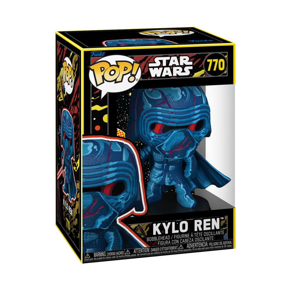 Front view of the Star Wars Funko Pop Kylo Ren Retro collectible bobblehead vinyl figure #770 in original packaging.