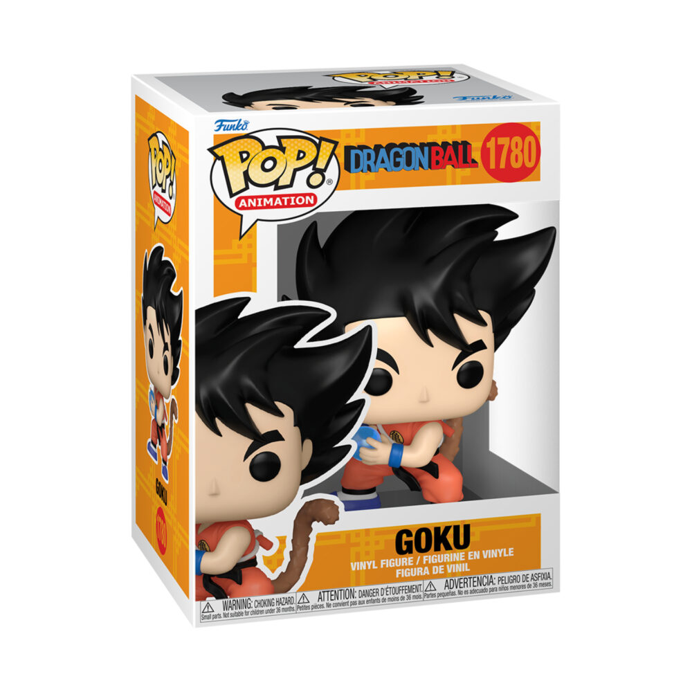 Packaged view of Goku Funko Pop #1780, anime collectible in display box.