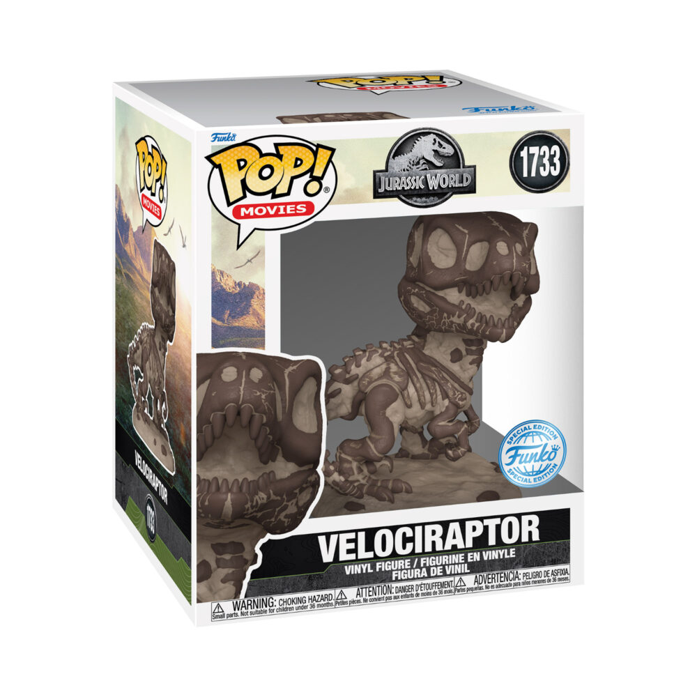 Packaged view of Velociraptor Funko Pop #1733, a special edition vinyl pop figure.
