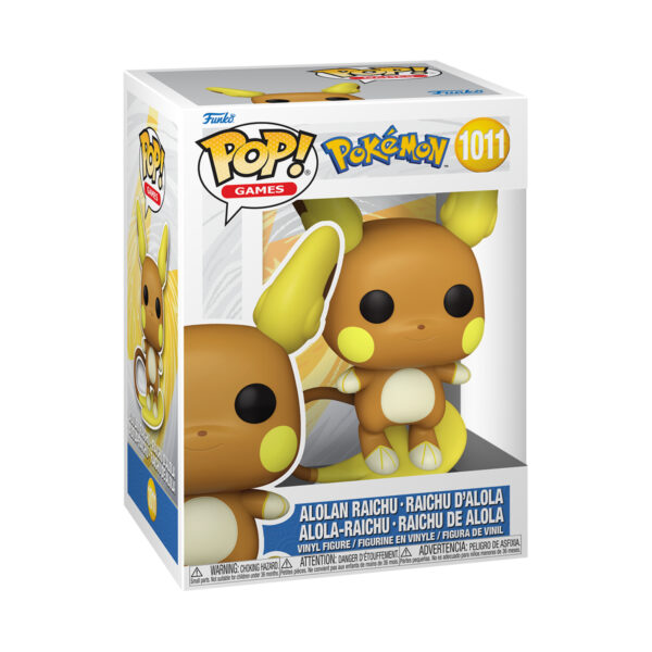 Front view of the Alolan Raichu Funko Pop Vinyl Figure in its window display box.