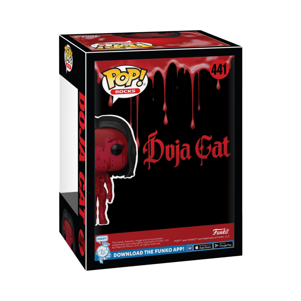 Back view of the Doja Cat Scarlet Funko Pop Vinyl Figure in its window display box, highlighting the packaging details.