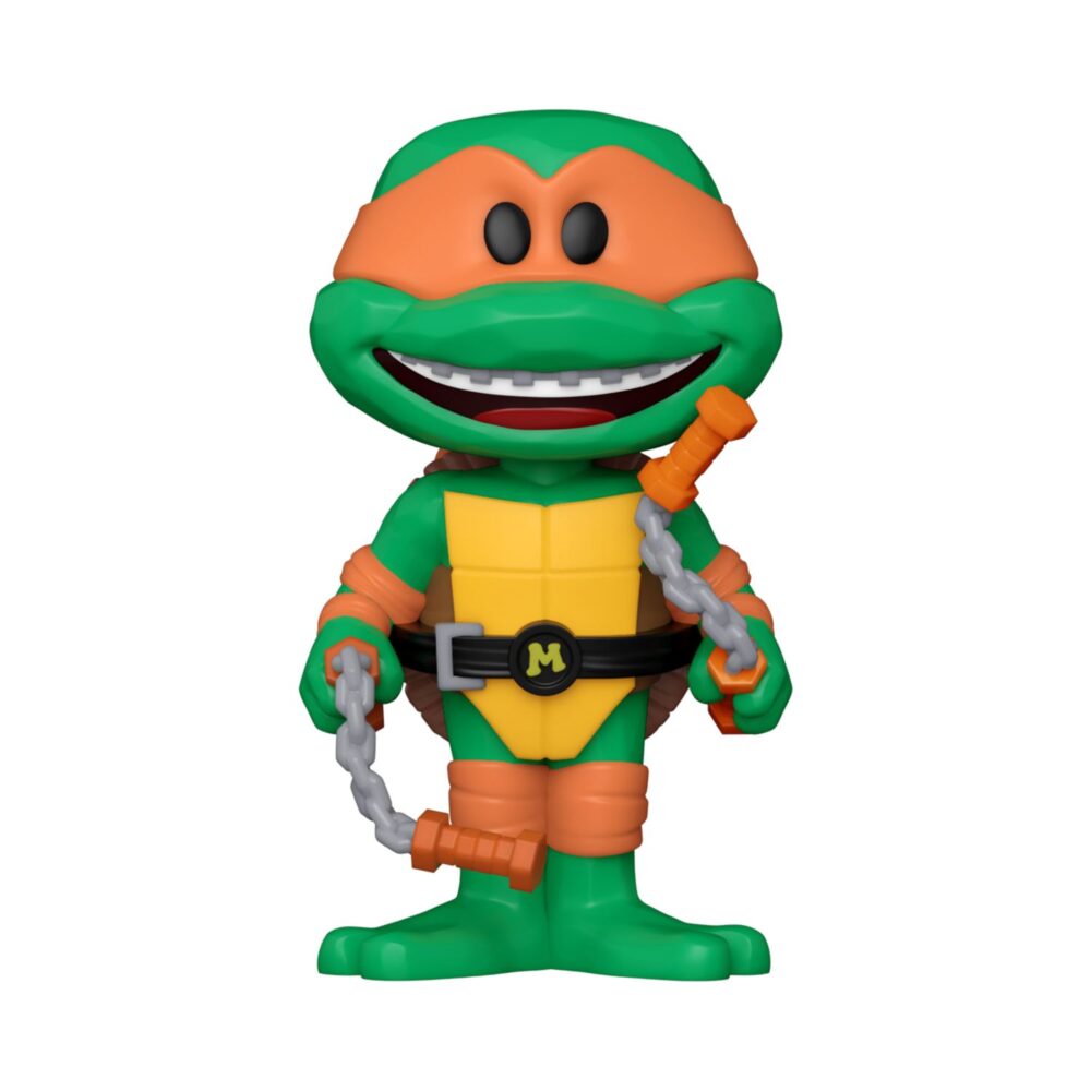 Michelangelo Funko SODA, the fearless hero ready to join your ranks in the battle against evil. Standing at approximately 3.85 inches tall, this stylized vinyl figure is a must-have for any TMNT enthusiast.