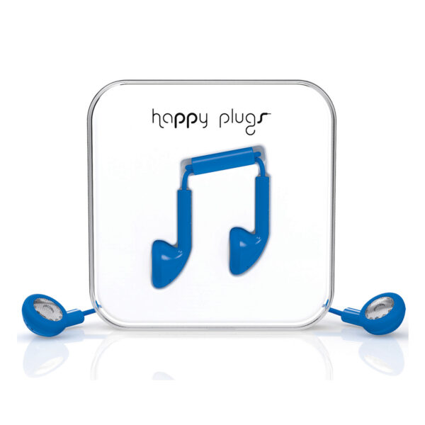 Universal Blue Happy Plugs In Ear Earphones 3.5mm Aux Connector plus Mic and Remote