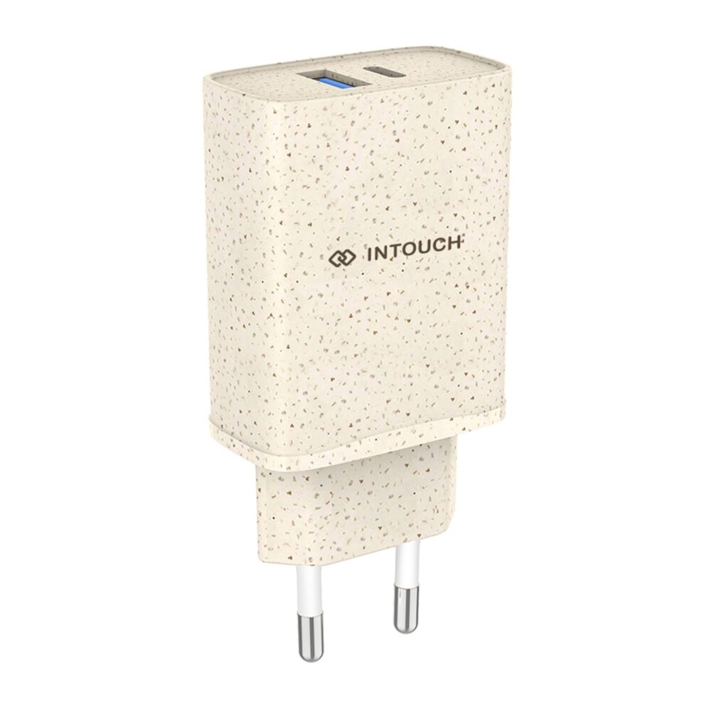 20W INTOUCH PD Wall Charger – 2-Port Wheat Straw