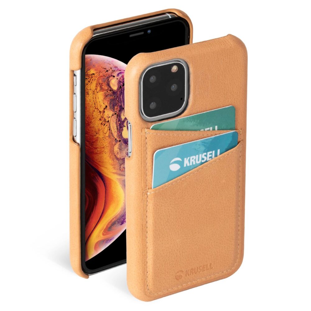 New Krusell Sunne Credit Card Tan Backcover Cell Phone Case for the Apple iPhone 11 Pro Max