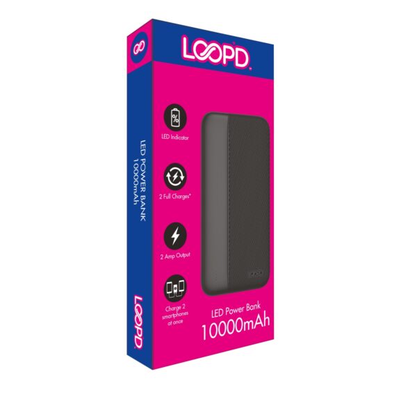 Compatible with a wide range of devices, the 10W LOOPD 10000mAh Power Bank guarantees versatile charging solutions