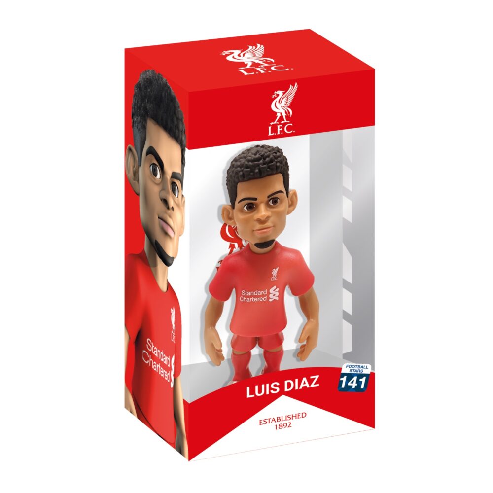 View of the packaging for the Luis Diaz MINIX Figurine, featuring window display box design with clear packaging for protection.