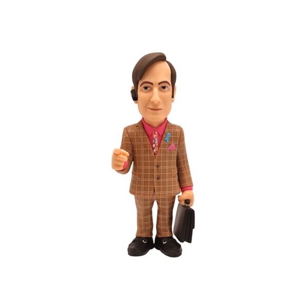 Front view of the Saul Goodman Minix Figurine, showcasing his flashy suit and charismatic smile.