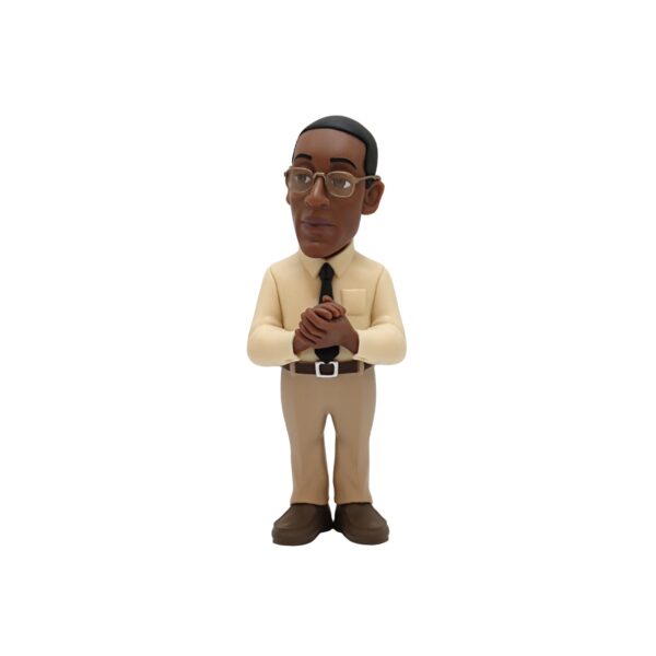 Front view of the Gus Minix Figurine, showcasing his tailored suit, glasses, and calm expression.