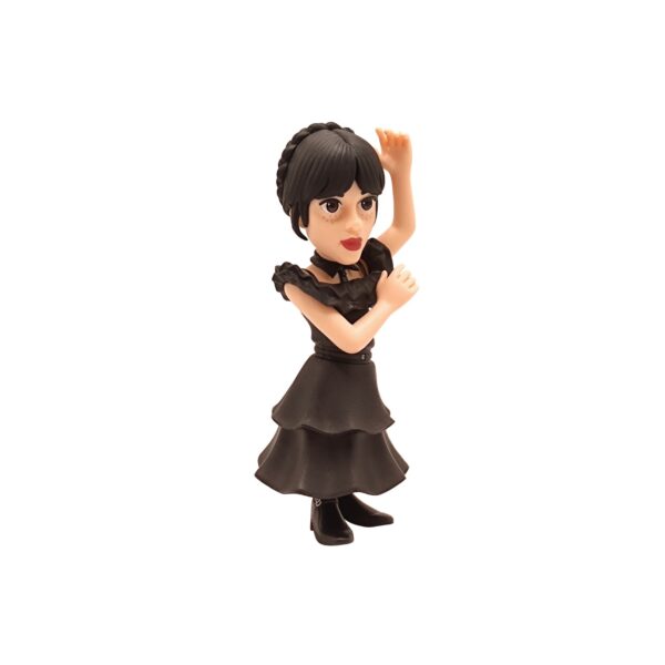 Front unboxed view of the Wednesday Addams Minix Figurine, showcasing her detailed dress, braids, and expression.