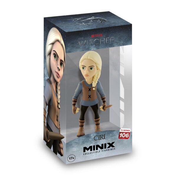 View of the packaging for the Ciri Minix Figurine, featuring window display box design with clear packaging for protection.