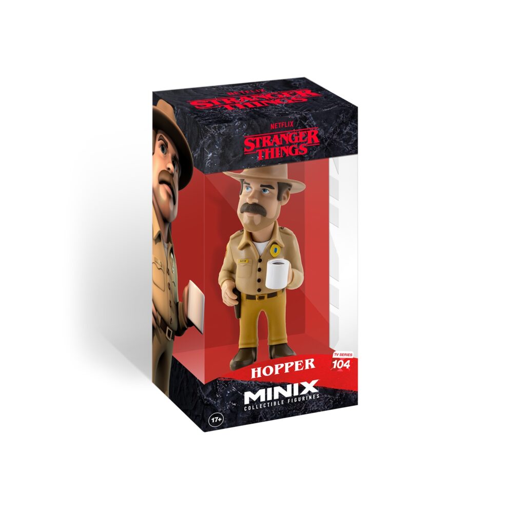 View of the packaging for the Hopper Minix Figurine, featuring window display box design with clear packaging for protection.