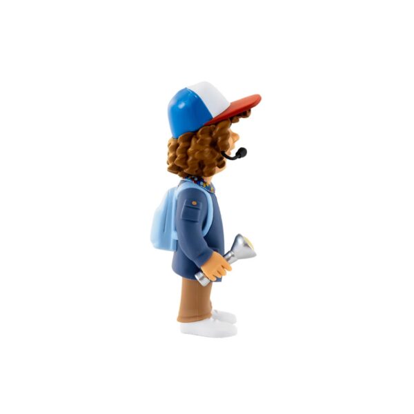 Side view of the Dustin Minix Figurine, emphasizing his energetic and friendly pose.