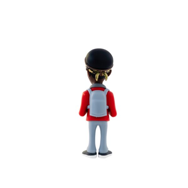 Back view of the Lucas Minix Figurine, highlighting his outfit details and the pose.