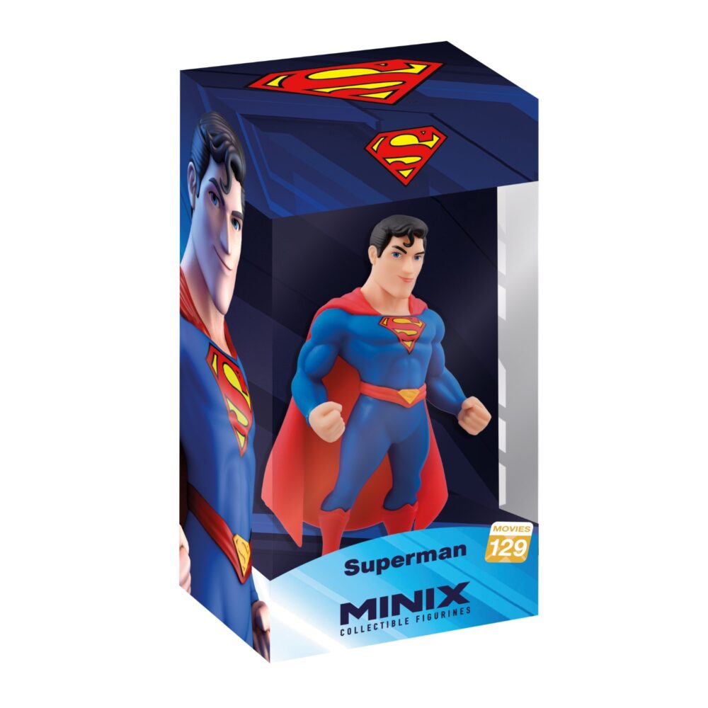 View of the packaging for the Superman Minix Figurine, featuring window display box design with clear packaging for protection.