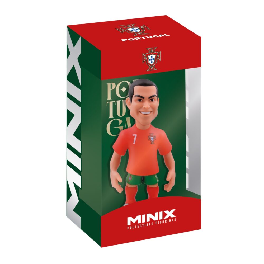 View of the packaging for the Cristiano Ronaldo Minix Figurine, featuring window display box design with clear packaging for protection.