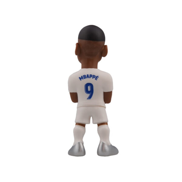 Back view of the Mbappe Minix Figurine, highlighting his iconic Real Madrid kit and athletic posture.