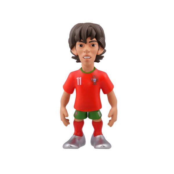 Front view of the Joao Felix Minix Figurine in Portugal national team colors, showcasing detailed design and dynamic pose.