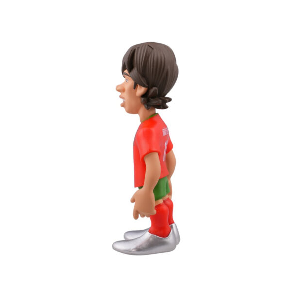 Side view of the Joao Felix Minix Figurine, emphasizing the lifelike proportions and striking dynamic action.