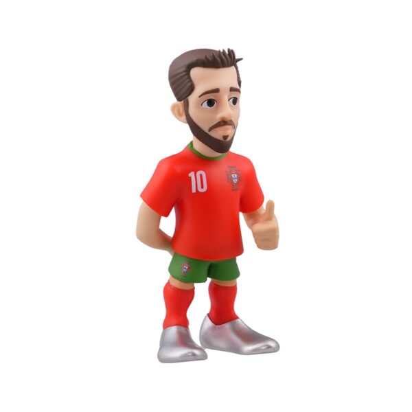 Front unboxed view of the Bernardo Silva Minix Figurine, showcasing the intricate details of his Portugal kit and dynamic stance without packaging.