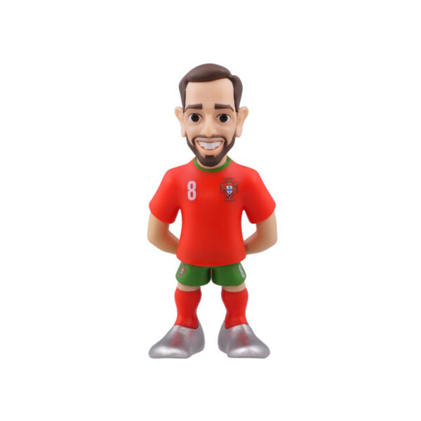 Front view of the Bruno Fernandes Minix Figurine in Portugal national team colors, showcasing detailed design and dynamic pose.