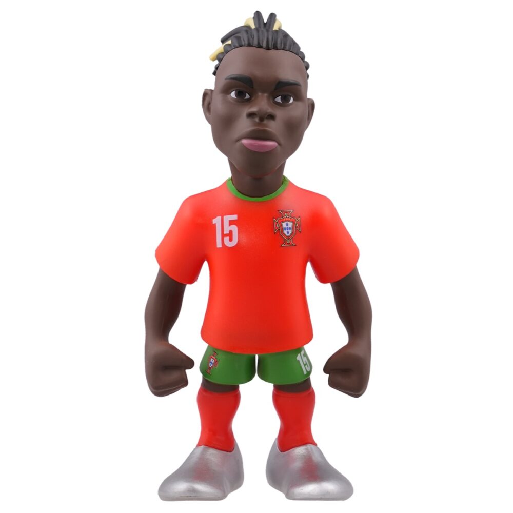 Front view of the Rafael Leao Minix Figurine in Portugal national team colors, showcasing detailed design and dynamic pose.