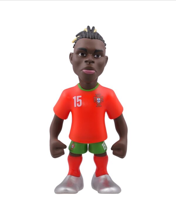 Front view of the Rafael Leao Minix Figurine in Portugal national team colors, showcasing detailed design and dynamic pose.