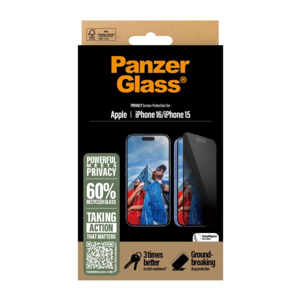 Apple iPhone 16 / iPhone 15 PanzerGlass Privacy Screen Protector - Image 4