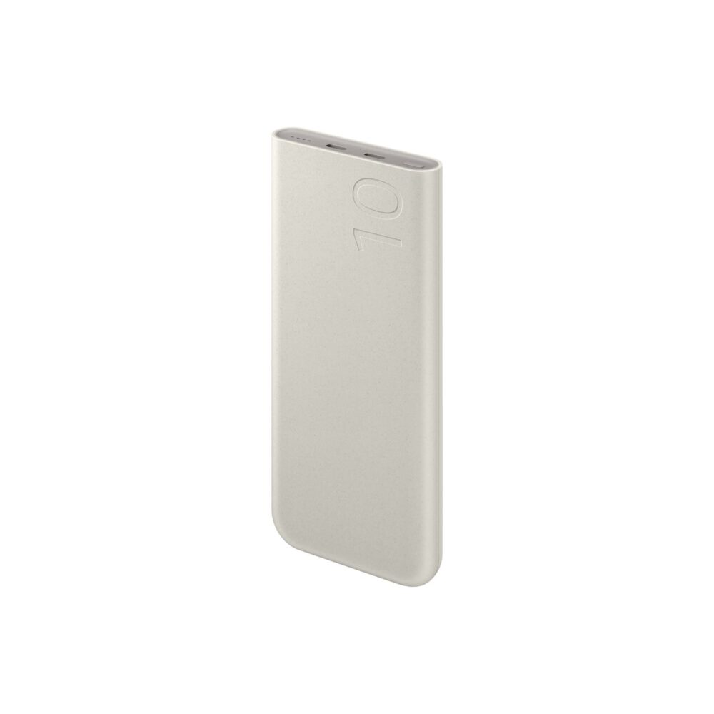 Experience efficient charging on the move and during load shedding with this Beige 25W Original Samsung 10000mAh Power Bank PD Fast Charge battery bank.