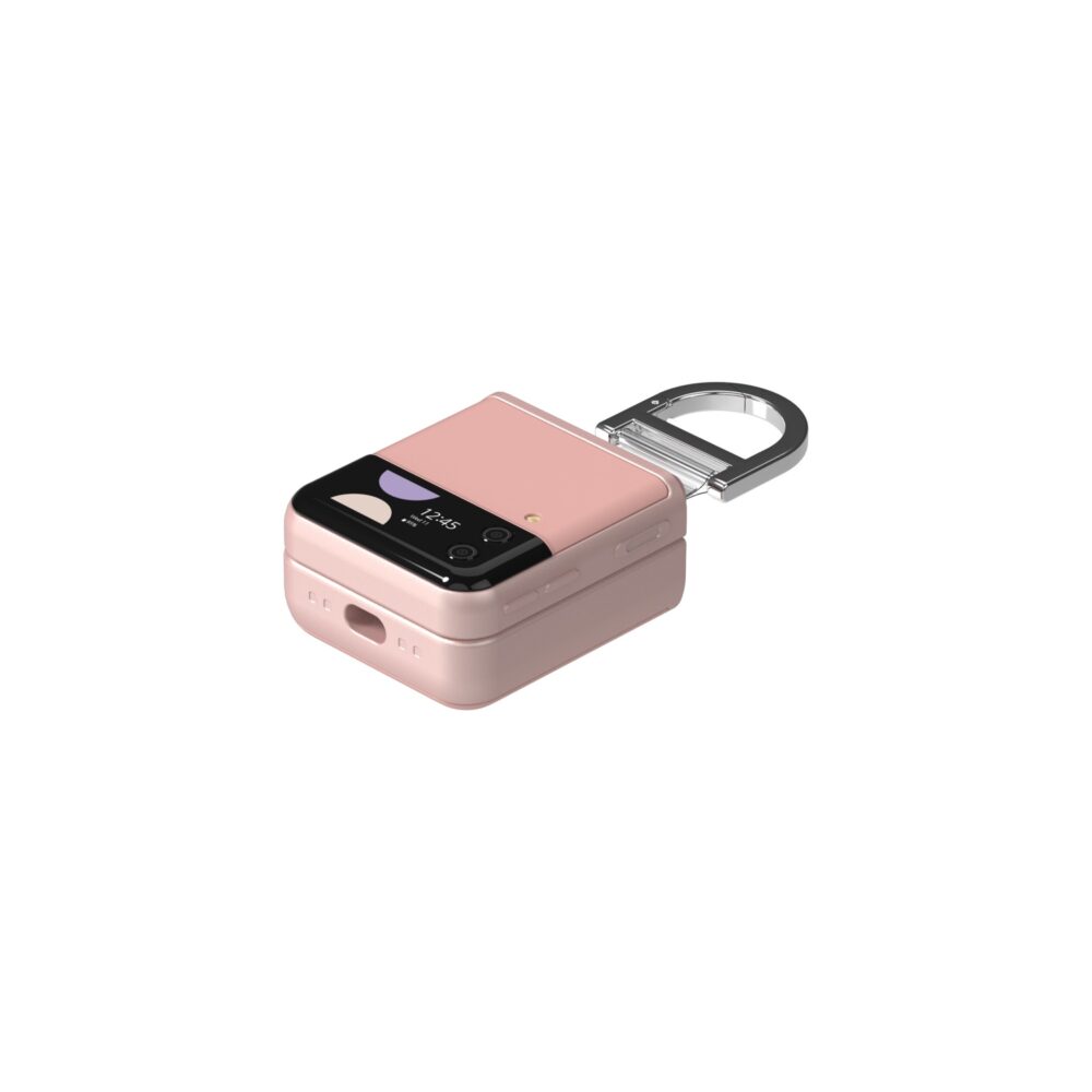 Pink Gold miniature Z Flip 4 Ring Case for your Samsung Galaxy Buds2Pro. Keep your Buds2Pro safe and accessible in this funky Buds Cover.