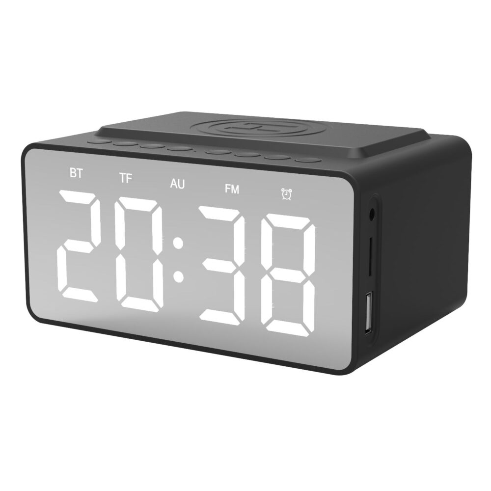 10W Snug Wireless Charger Bluetooth Radio Alarm Clock Speaker Black