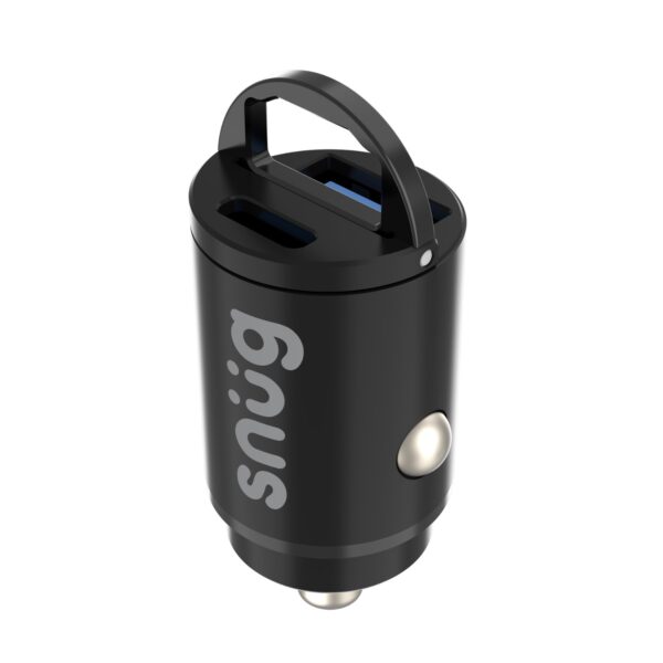 Snug 30W 2 Port Black Mini PD Fast Charge USB Car Charger PD/USB