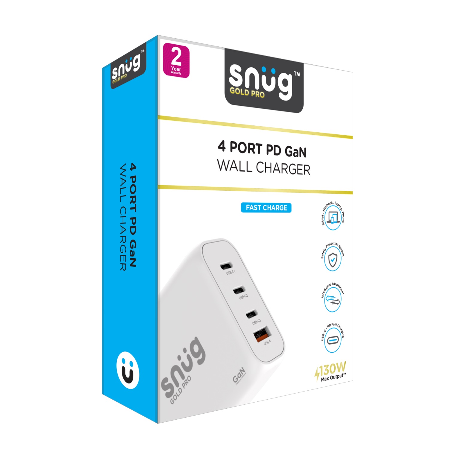 Snug 130W Gold Pro 4 Port GaN Fast Charge PD Charger - Image 2
