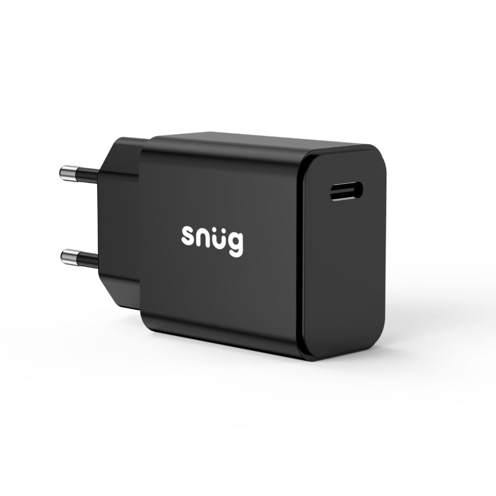 Snug 20W 1 Port Type C Wall Adapter PD Fast Charge Charger Black