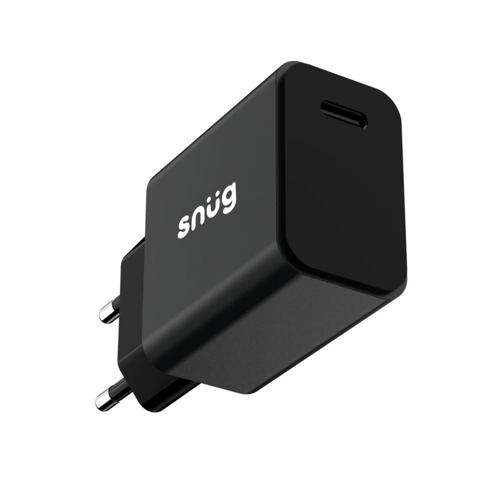 Snug 20W PD Fast Charge Charger 1 Port Type C Wall Adapter Black