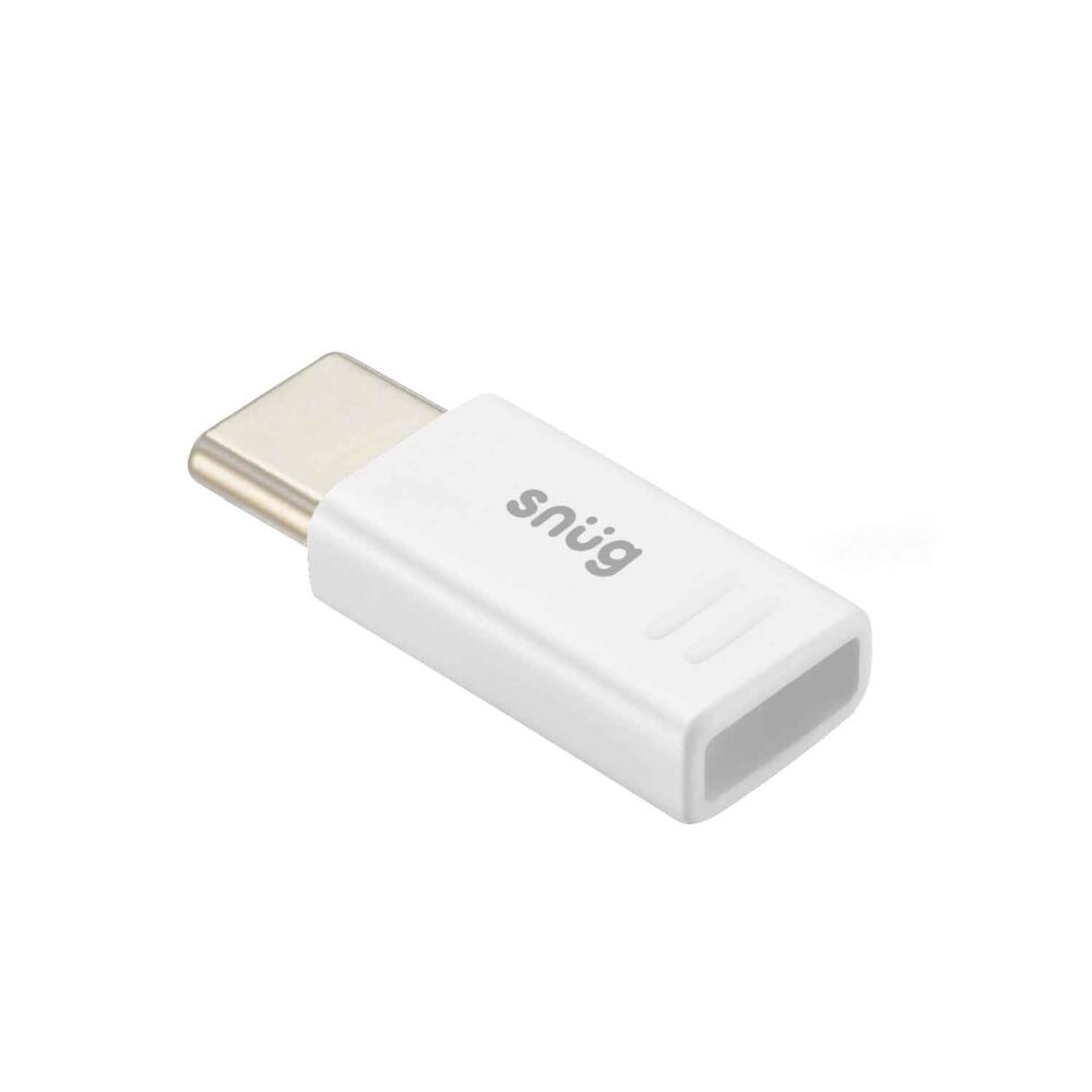 A White Snug Universal Micro USB To Type C Cable Adapter