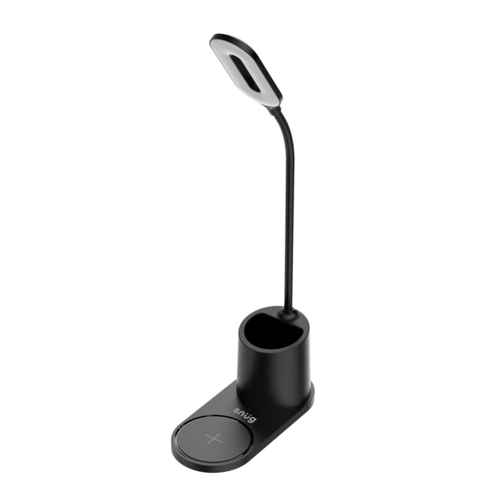 Snug 15W Wireless Charger - LED Lamp & Pen Holder - Black